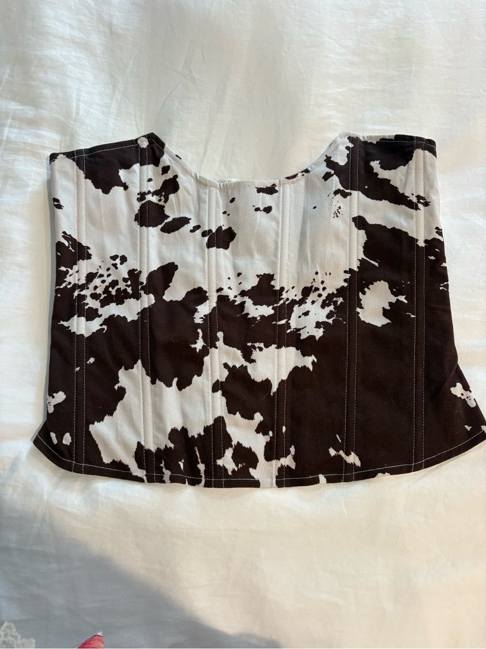 Miaou Cream & Brown Cow-Spot Strapless Corset Top